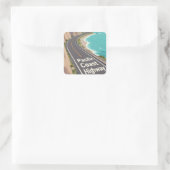Pacific Coast Highway Graphic Travel Art Quadratischer Aufkleber (Tasche)