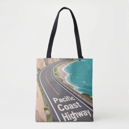 Pacific Coast Highway Graphic Travel Art Tasche (Vorderseite)
