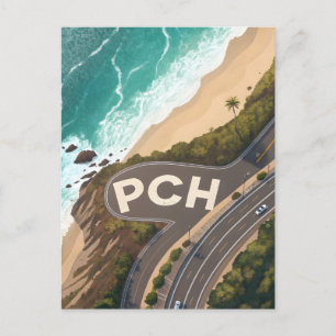 Pacific Coast Highway Luftreise-Kunst Feiertagspostkarte