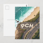 Pacific Coast Highway Luftreise-Kunst Postkarte (Vorne/Hinten)