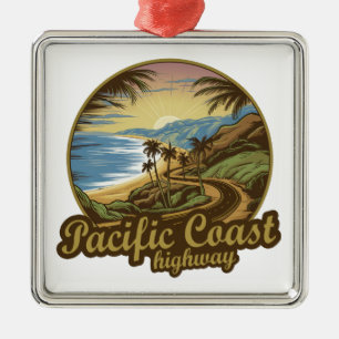 Pacific Coast Highway Retro Ornament Aus Metall