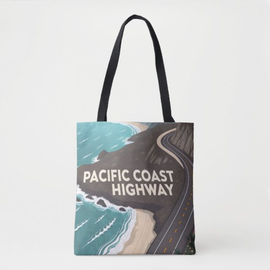 Pacific Coast Highway Retro Travel Art Tasche (Vorderseite)