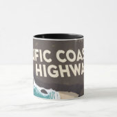 Pacific Coast Highway Retro Travel Art Tasse (Zentrum)