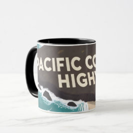 Pacific Coast Highway Retro Travel Art Tasse