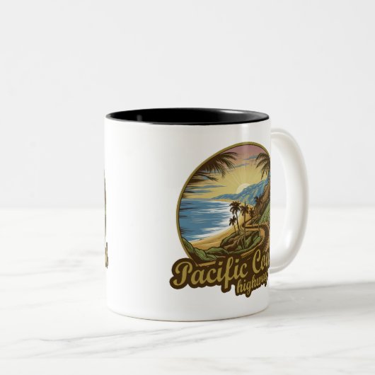 Pacific Coast Highway Retro Zweifarbige Tasse (VorderseiteRechts)
