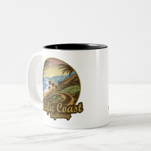 Pacific Coast Highway Retro Zweifarbige Tasse (Vorderseite Links)