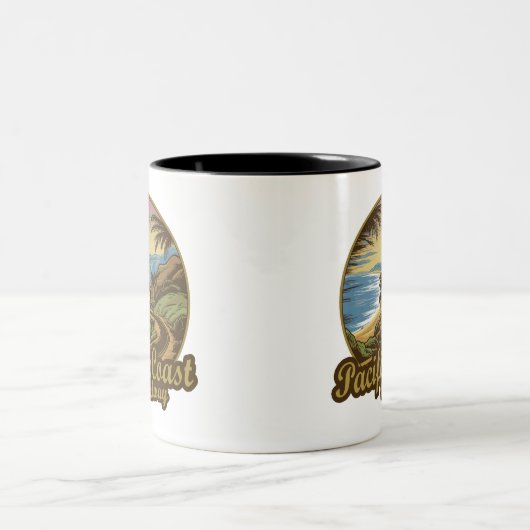 Pacific Coast Highway Retro Zweifarbige Tasse (Mittel)