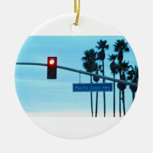 Pacific Coast Highway Sign California Beach Sky Keramik Ornament (Vorne)