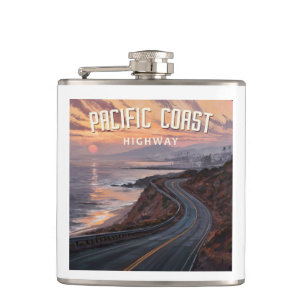 Pacific Coast Highway Sunset Flachmann