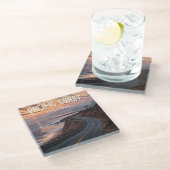 Pacific Coast Highway Sunset Glasuntersetzer (Schrägansicht)