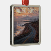Pacific Coast Highway Sunset Ornament Aus Metall (Rechts)