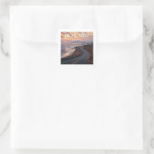 Pacific Coast Highway Sunset Quadratischer Aufkleber (Tasche)