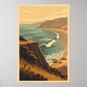 Pacific Coast Overlook Vintage-inspirierte Küsten- Poster