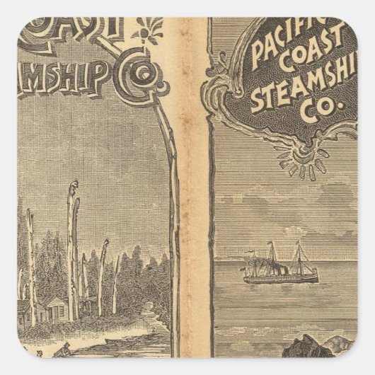 Pacific Coast Steamship Company 2 Quadratischer Aufkleber (Vorderseite)