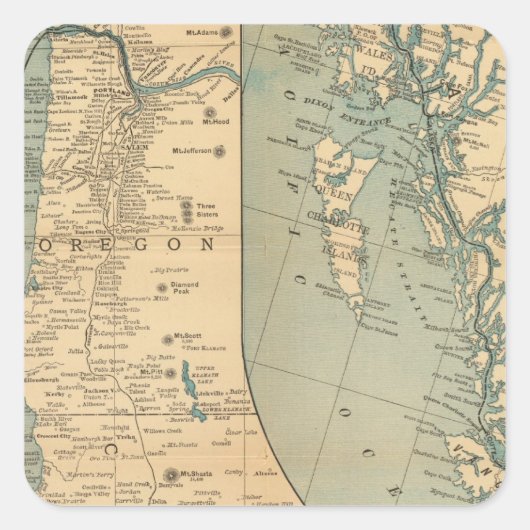 Pacific Coast Steamship Company Quadratischer Aufkleber (Vorderseite)