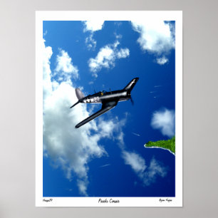 Pacific Corsair über Saipan. Poster