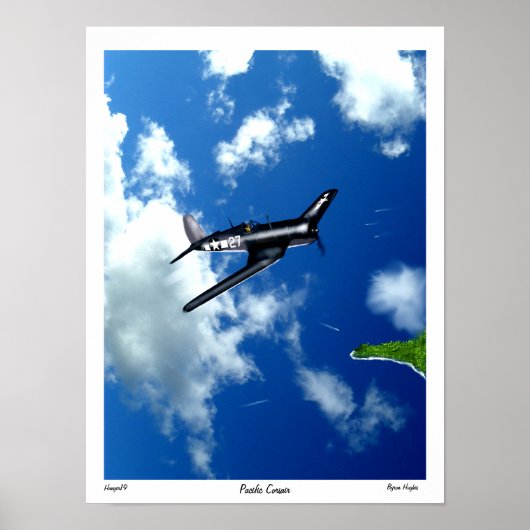 Pacific Corsair über Saipan. Poster (Vorne)