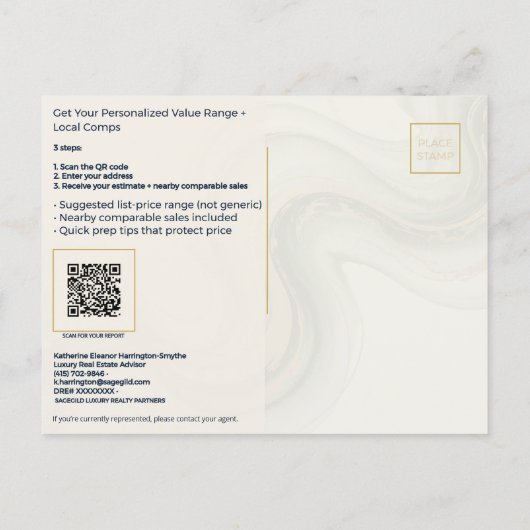 Pacific Heights Luxury Home Value QR Code Realtor  Postkarte (Rückseite)
