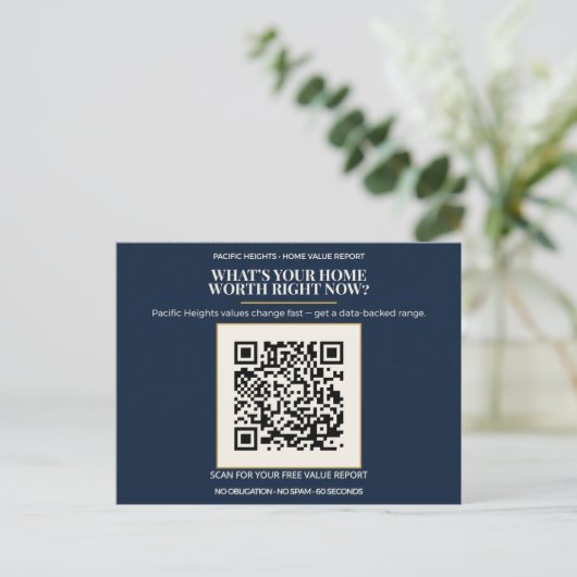 Pacific Heights Luxury Home Value QR Code Realtor  Postkarte (Stehend Vorderseite)