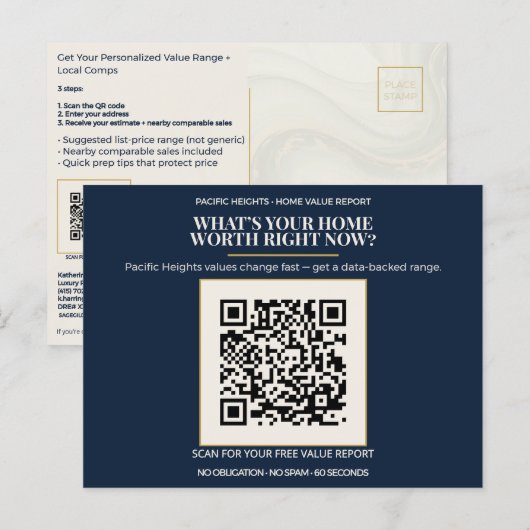 Pacific Heights Luxusimmobilien Wert QR Code Immob Postkarte (Vorne/Hinten)