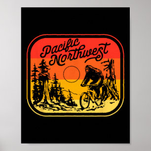 Pacific Northwest Bigfoot-Mountainbiken Sasquatc Poster