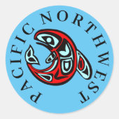 Pacific Northwest Native Orca Art Killer Whale Runder Aufkleber (Vorderseite)