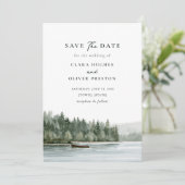 Pacific Northwest See-Evergreen-Hochzeit Save The Date (Stehend Vorderseite)