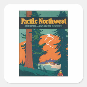 Pacific Northwest Vintage Quadratischer Aufkleber