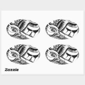 Pacific NW Coast Native Totem Raven and Seagull Ovaler Aufkleber (Blatt)