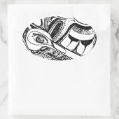 Pacific NW Coast Native Totem Raven and Seagull Ovaler Aufkleber (Tasche)