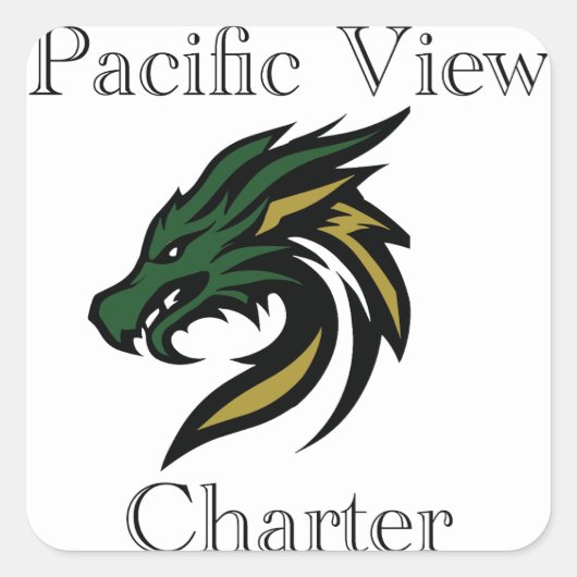 Pacific View Charter - Weißes Logo Quadratischer Aufkleber (Vorderseite)