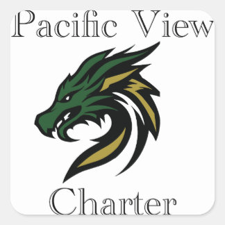 Pacific View Charter - Weißes Logo Quadratischer Aufkleber