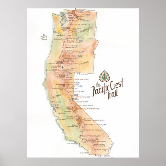 Pacific Wappen Trail Map Poster (Vorne)