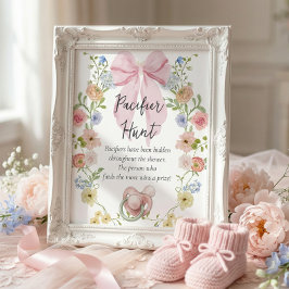 Pacifier Hunt Baby Shower Game Sign Poster