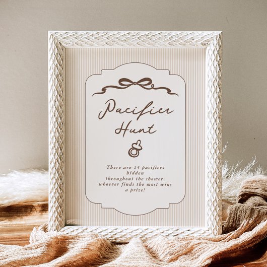 Pacifier Hunt Bebe Cafe Hand drawn Genmder neutral Poster