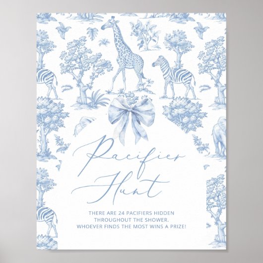 Pacifier Hunt Toile de Jouy Safari animals Poster (Vorne)