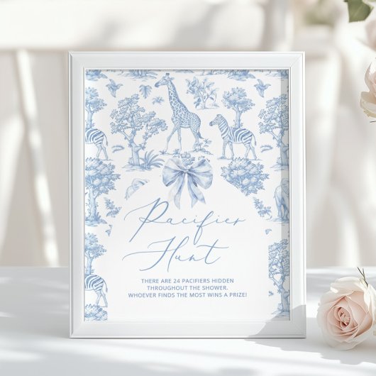 Pacifier Hunt Toile de Jouy Safari animals Poster