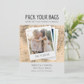 Pack Deine Bags Brasilien Foto-Hochzeit in Urlaubs Save The Date (Stehend Vorderseite)