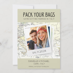 Pack Deine Bags Italien Hochzeit in Urlaubsort Save The Date