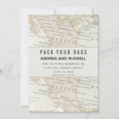 Pack Deine Bags Mexico Map Hochzeit in Urlaubsort Save The Date (Vorderseite)