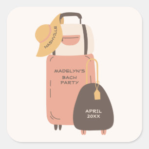 Pack Deine Koffer Gepäck Ziel Junggesellinnenabsch Quadratischer Aufkleber