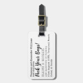 PACK DEINE TASCHEN! Einzigartiges Save the Date Zi Gepäckanhänger (Vorderseite vertikal)