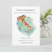 Pack deine Taschen Italien Hochzeit in Urlaubsort Save The Date (Stehend Vorderseite)