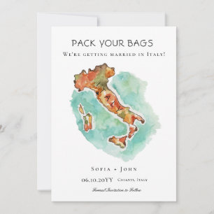 Pack deine Taschen Italien Hochzeit in Urlaubsort Save The Date