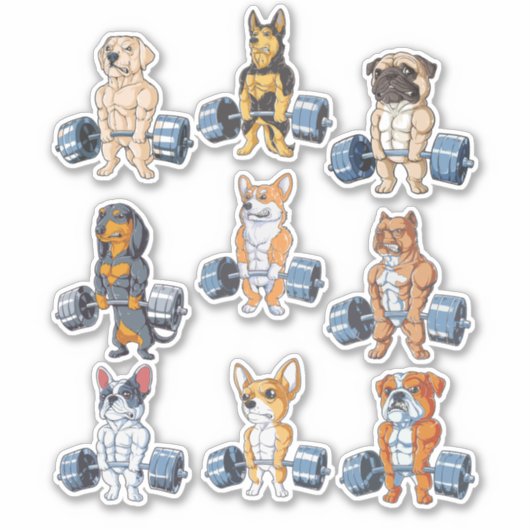 Pack Dog Gym Lover - Funny Gym Lover Pack 6 Aufkleber (Vorderseite)