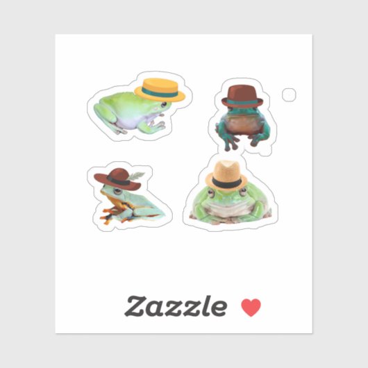 Pack Frösche und Toads in Hats, Frosch, Toad, Hüte Aufkleber (Blatt)