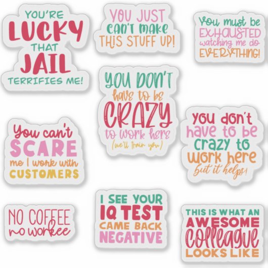 Pack Funny Office Arbeit Sticker Geschenke Mitarbe (Vorderseite)