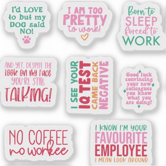 Pack Funny Office Arbeit Sticker Geschenke Mitarbe (Vorderseite)