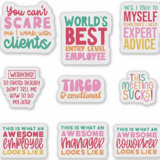Pack Funny Office Arbeit Sticker Geschenke Mitarbe (Vorderseite)