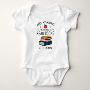 Pack meine Windeln, ich werde mit Mama Bücher lese Baby Strampler